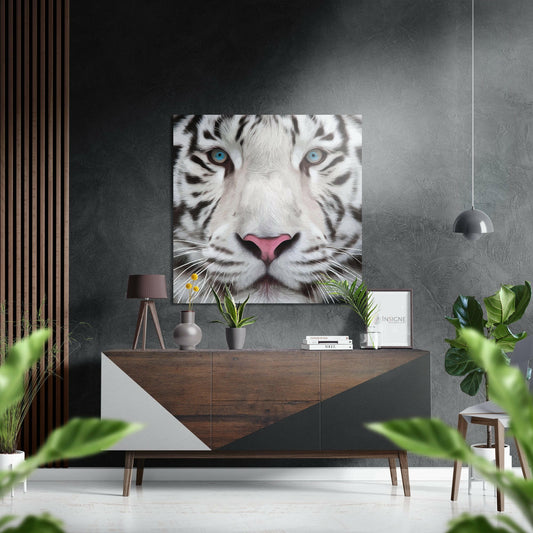 White Tiger Brushed Aluminium Dibond Wall Art