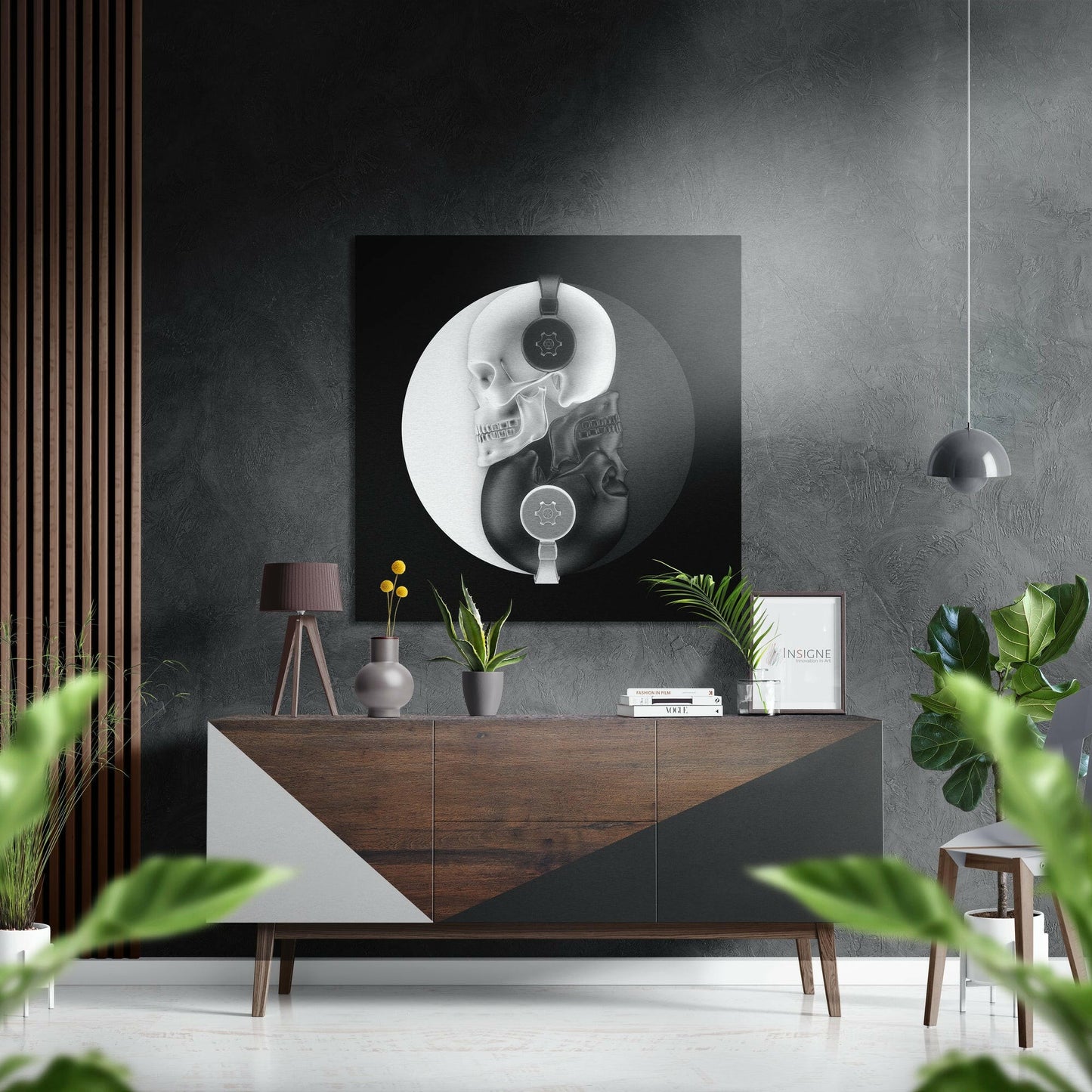 Ying Yang Skulls Brushed Aluminium Dibond Wall Art